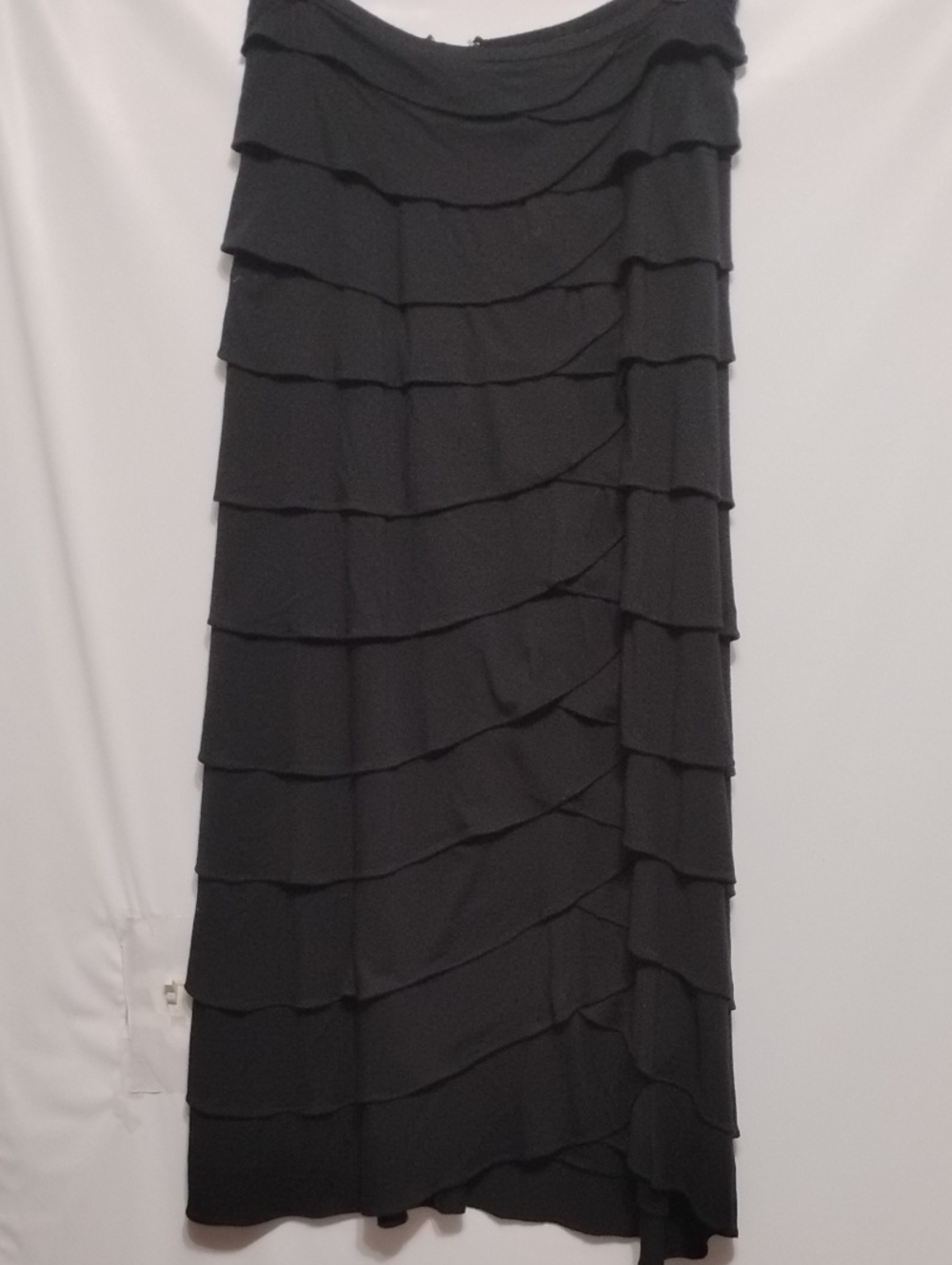 ZASHI Black Tiered Ruffle Whimsygoth Witchy BohoMaxi Skirt